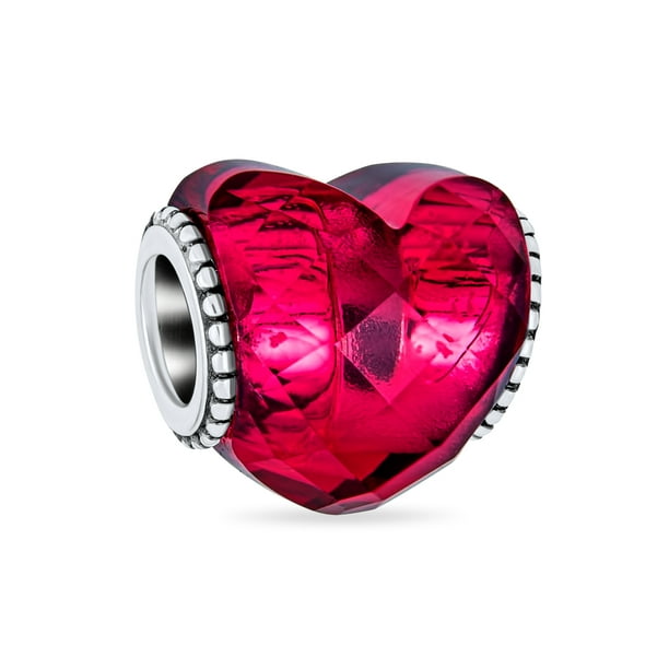 Rose Pink Crystal European Bead Spacer Flower Heart Dangle for Charm Bracelet